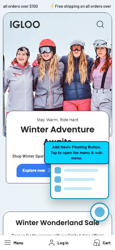 Navi+ FAB on the Igloo Shopify theme Navi+ FAB on the Igloo Shopify theme