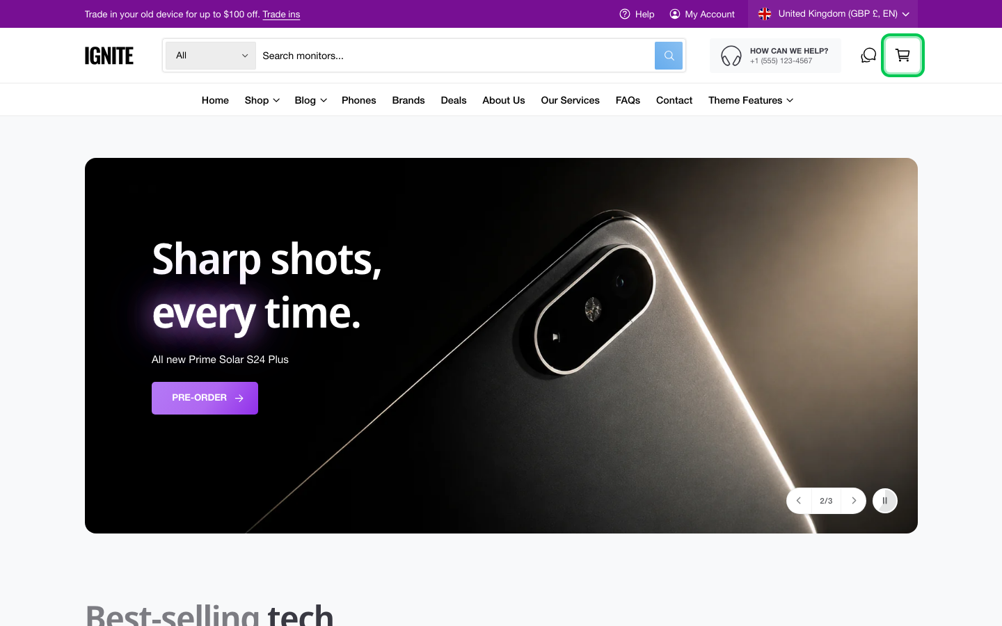 Cart → panel opened — Navi+ on the Ignite Shopify theme