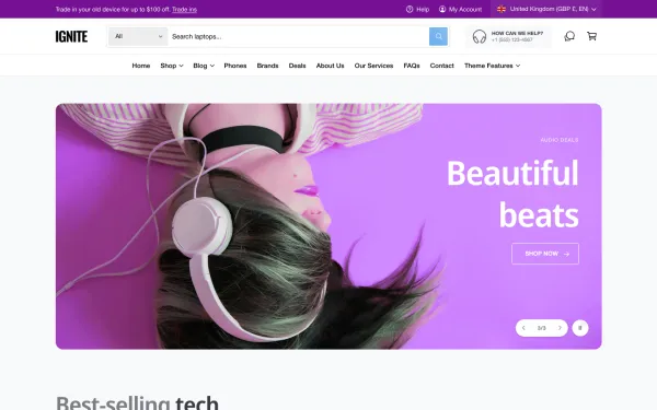 Full-page desktop screenshot of Shopify Ignite theme demo store