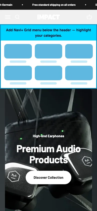 Navi+ Grid Menu on the Impact Shopify theme