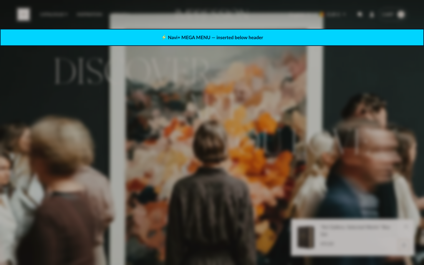 Menu inserted below header — Navi+ on the Impression Shopify theme Menu inserted below header — Navi+ on the Impression Shopify theme