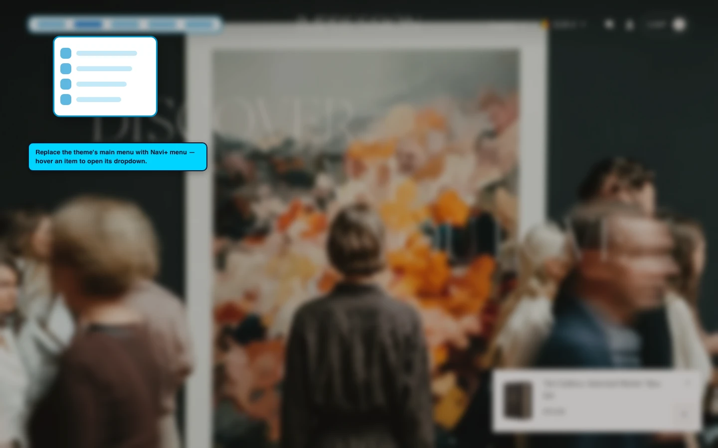 Navi+ Mega Menu replacing the desktop menu on the Impression Shopify theme Navi+ Mega Menu replacing the desktop menu on the Impression Shopify theme