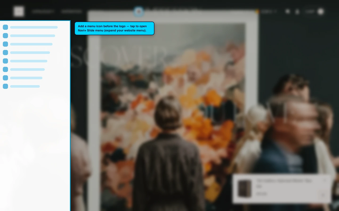 Navi+ trigger icon before the logo on the Impression Shopify theme Navi+ trigger icon before the logo on the Impression Shopify theme