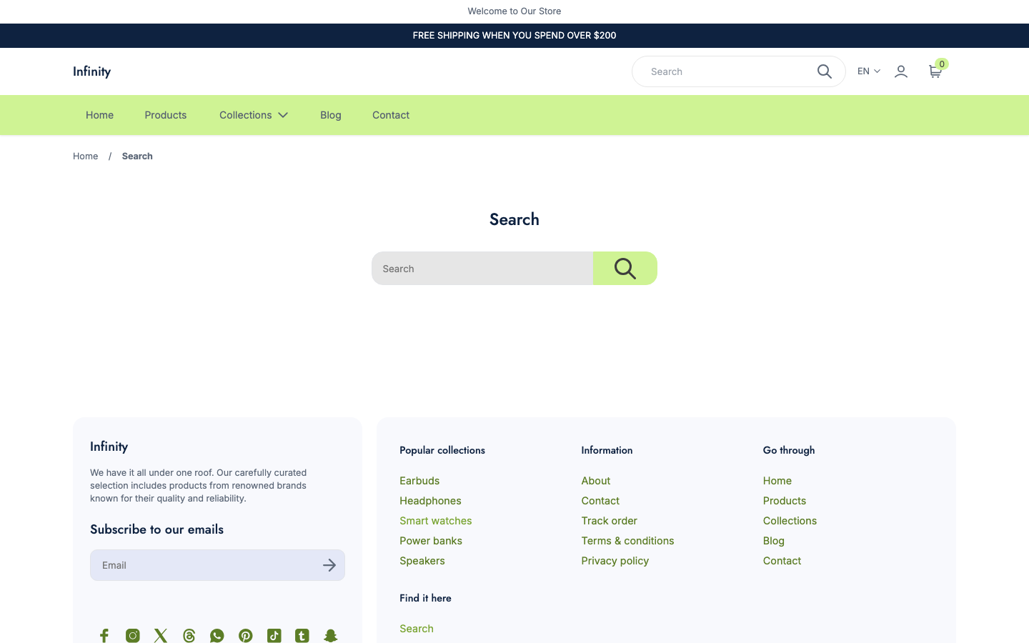 Search → panel opened — Navi+ on the Infinity Shopify theme Search → panel opened — Navi+ on the Infinity Shopify theme