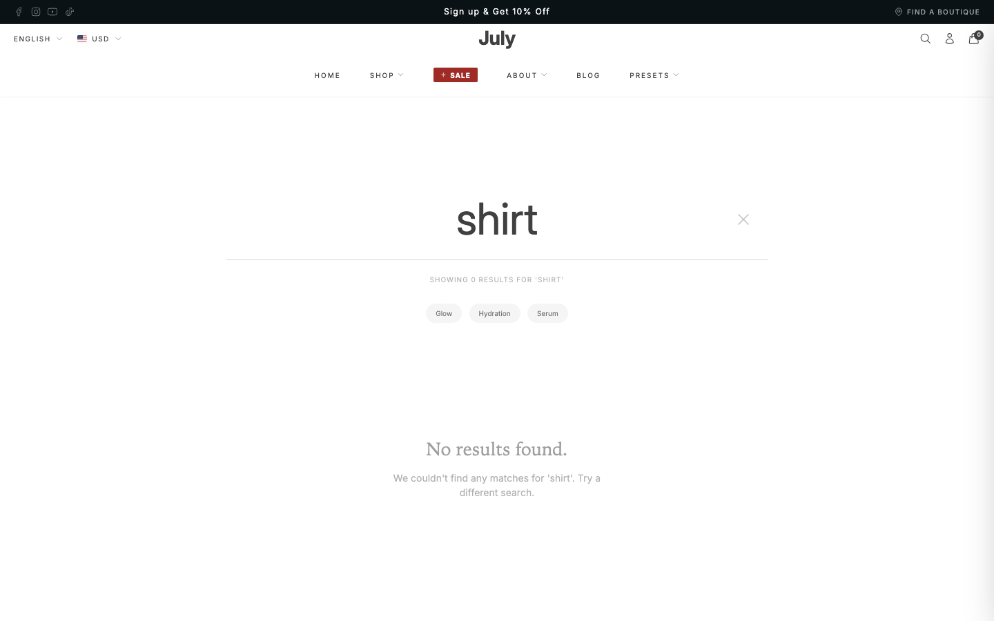 Search → panel opened — Navi+ on the July Shopify theme Search → panel opened — Navi+ on the July Shopify theme