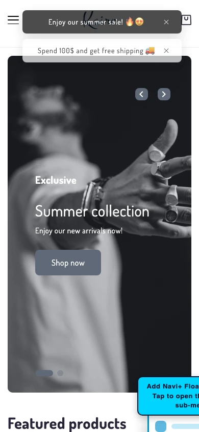 Navi+ FAB on the Kairo Shopify theme Navi+ FAB on the Kairo Shopify theme