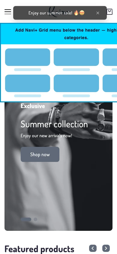 Navi+ Grid Menu on the Kairo Shopify theme Navi+ Grid Menu on the Kairo Shopify theme