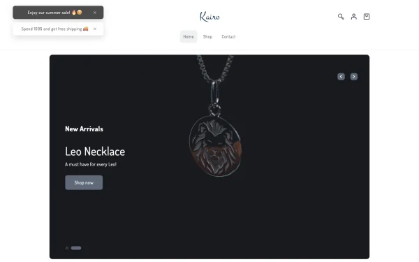 Full-page desktop screenshot of Shopify Kairo theme demo store