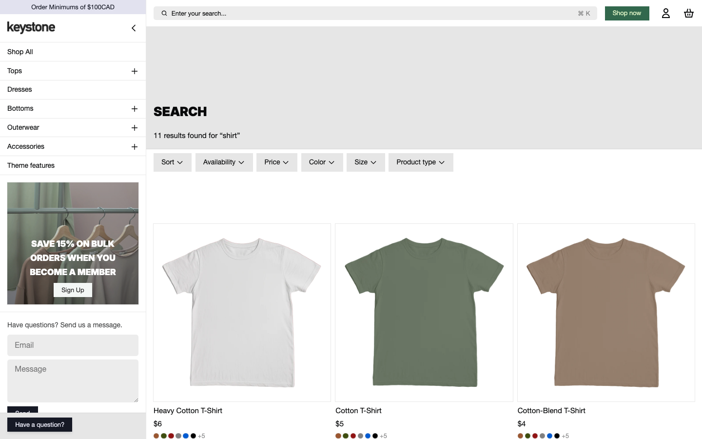 Search → panel opened — Navi+ on the Keystone Shopify theme Search → panel opened — Navi+ on the Keystone Shopify theme