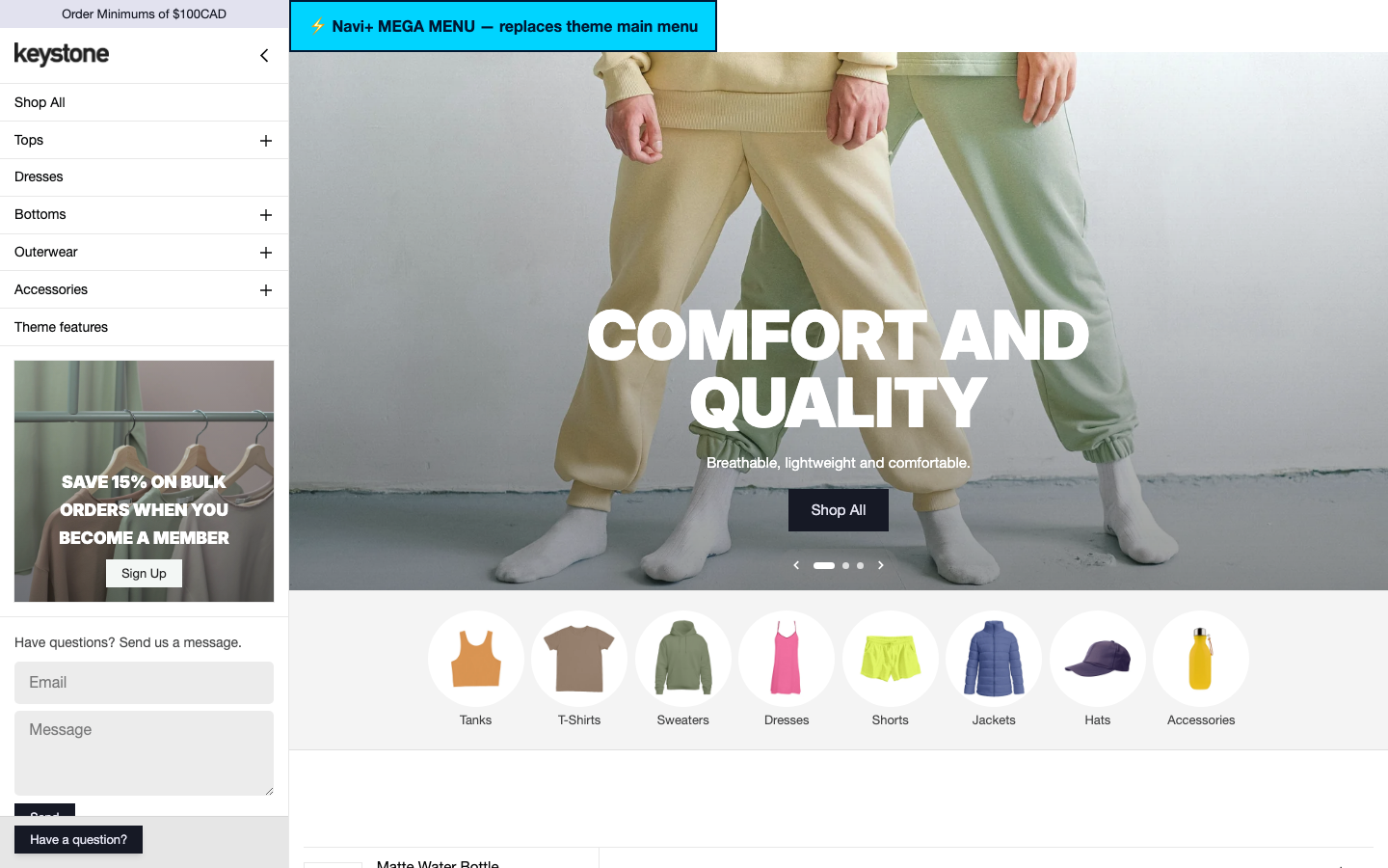 Replace main menu — Navi+ on the Keystone Shopify theme Replace main menu — Navi+ on the Keystone Shopify theme
