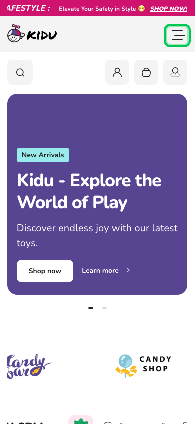 Hamburger → panel opened — Navi+ on the Kidu Shopify theme Hamburger → panel opened — Navi+ on the Kidu Shopify theme