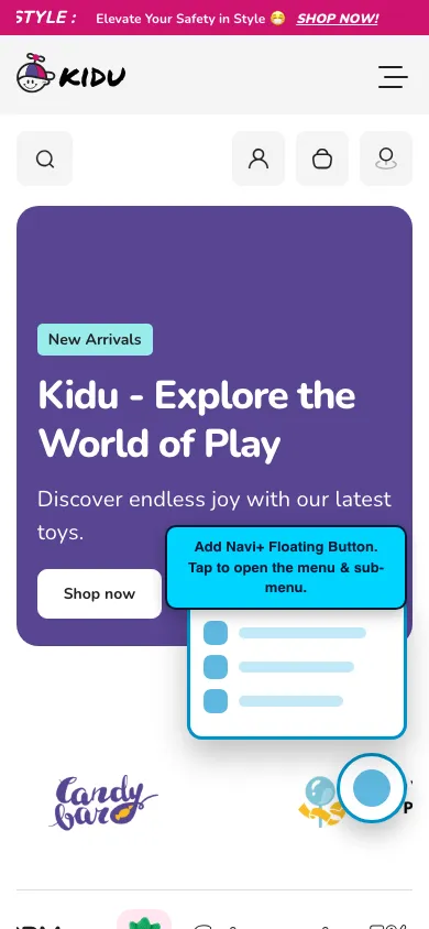 Navi+ FAB on the Kidu Shopify theme Navi+ FAB on the Kidu Shopify theme