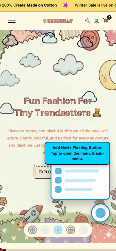 Navi+ FAB on the Kinderly Shopify theme Navi+ FAB on the Kinderly Shopify theme