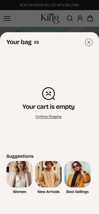 Cart → panel opened — Navi+ on the King Shopify theme Cart → panel opened — Navi+ on the King Shopify theme
