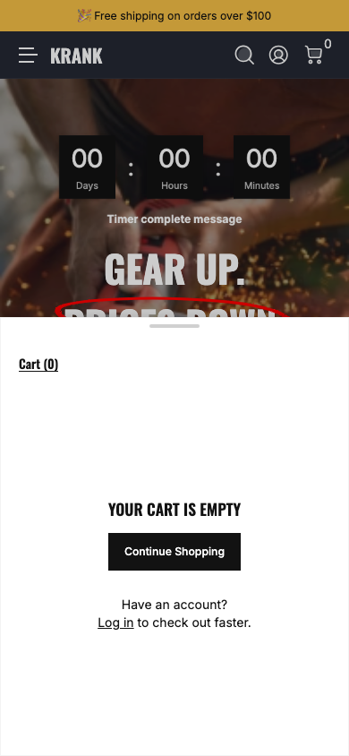 Cart → panel opened — Navi+ on the Krank Shopify theme Cart → panel opened — Navi+ on the Krank Shopify theme
