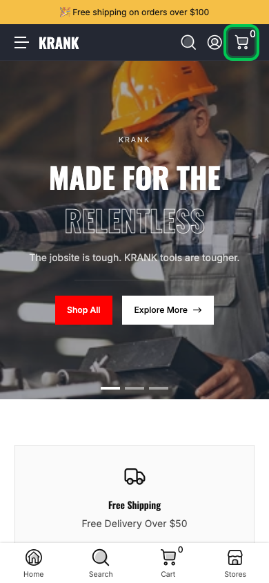 Cart → panel opened — Navi+ on the Krank Shopify theme Cart → panel opened — Navi+ on the Krank Shopify theme