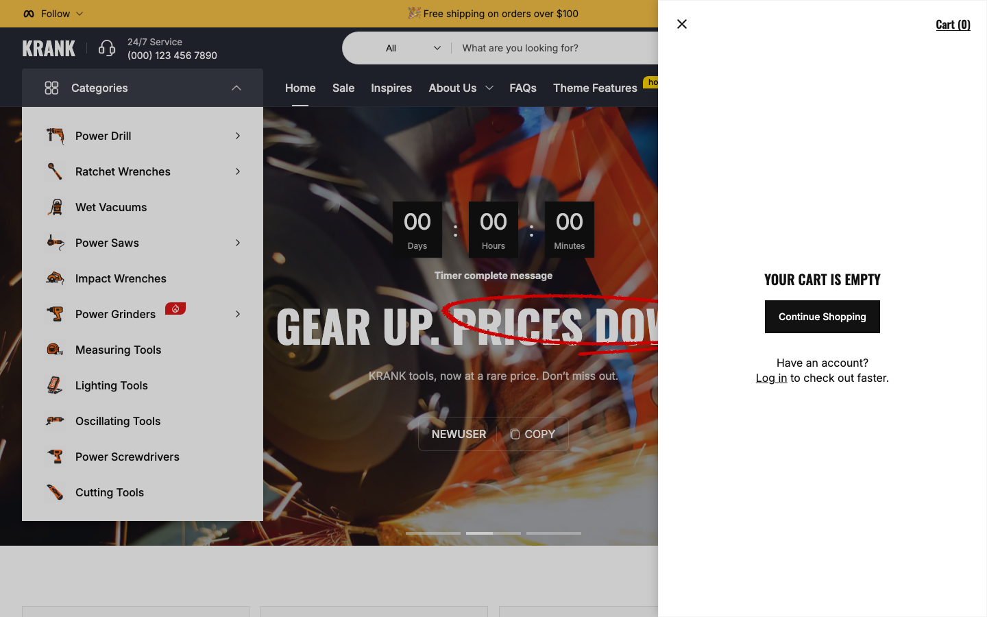 Cart → panel opened — Navi+ on the Krank Shopify theme Cart → panel opened — Navi+ on the Krank Shopify theme