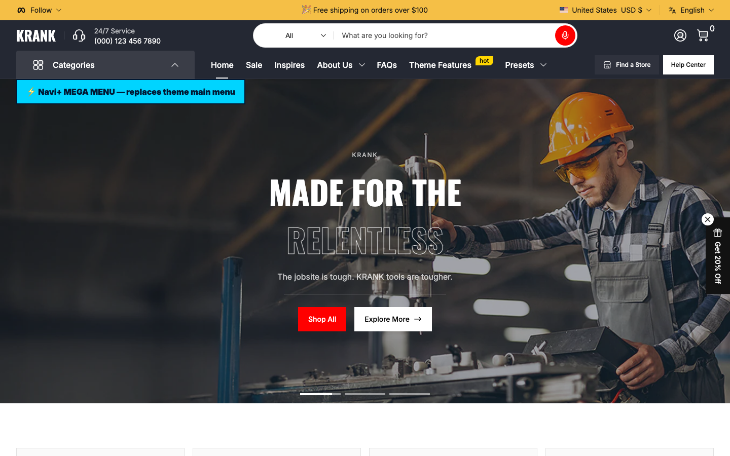 Replace main menu — Navi+ on the Krank Shopify theme Replace main menu — Navi+ on the Krank Shopify theme