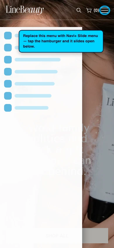 Navi+ Slide Menu on the Line Shopify theme Navi+ Slide Menu on the Line Shopify theme