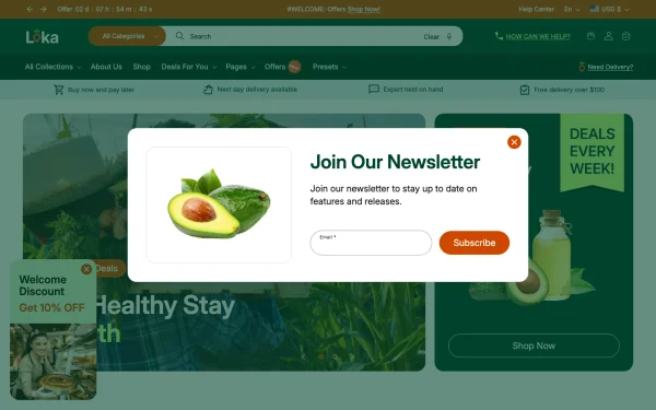 Full-page desktop screenshot of Shopify Loka theme demo store