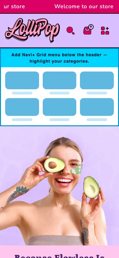 Navi+ Grid Menu on the Lollipop Shopify theme Navi+ Grid Menu on the Lollipop Shopify theme