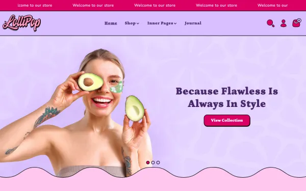 Full-page desktop screenshot of Shopify Lollipop theme demo store