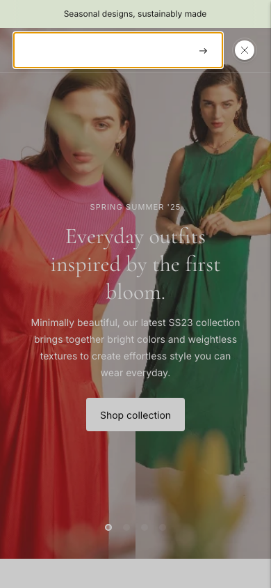 Search → panel opened — Navi+ on the Lorenza Shopify theme Search → panel opened — Navi+ on the Lorenza Shopify theme