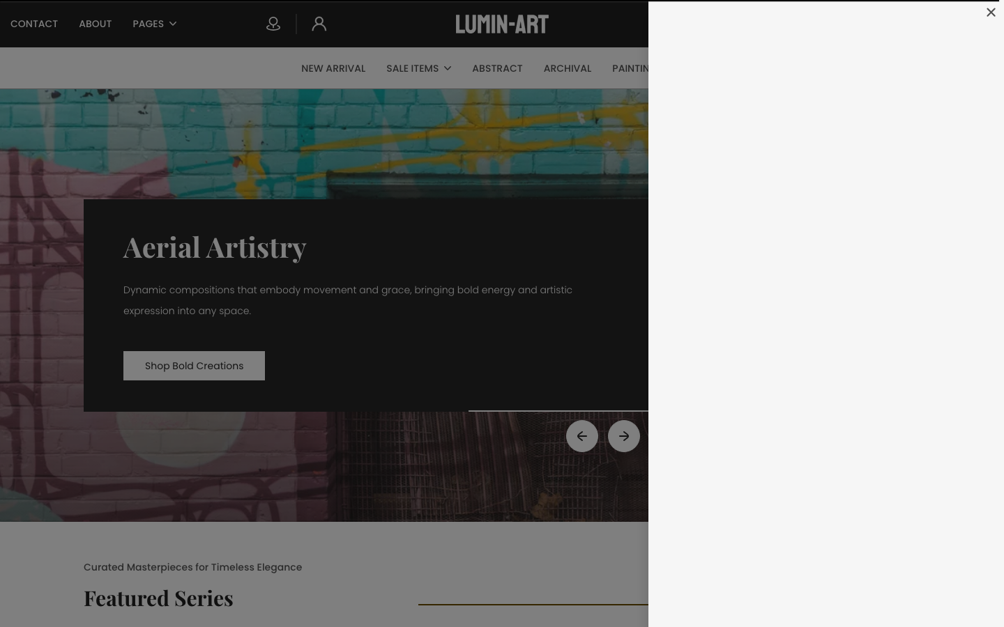 Cart → panel opened — Navi+ on the Lumin Shopify theme Cart → panel opened — Navi+ on the Lumin Shopify theme