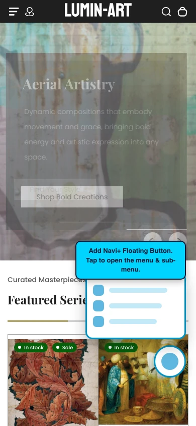 Navi+ FAB on the Lumin Shopify theme Navi+ FAB on the Lumin Shopify theme