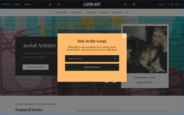 Full-page desktop screenshot of Shopify Lumin theme demo store