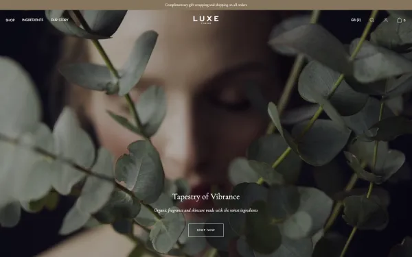 Full-page desktop screenshot of Shopify Luxe theme demo store