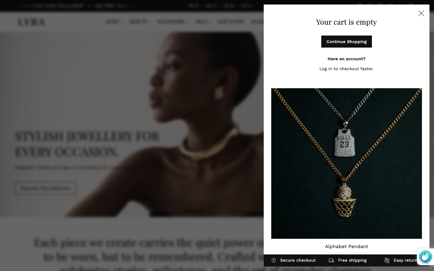 Cart → panel opened — Navi+ on the Lyra Shopify theme Cart → panel opened — Navi+ on the Lyra Shopify theme