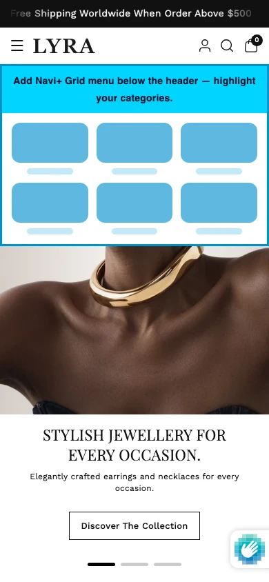 Navi+ Grid Menu on the Lyra Shopify theme Navi+ Grid Menu on the Lyra Shopify theme