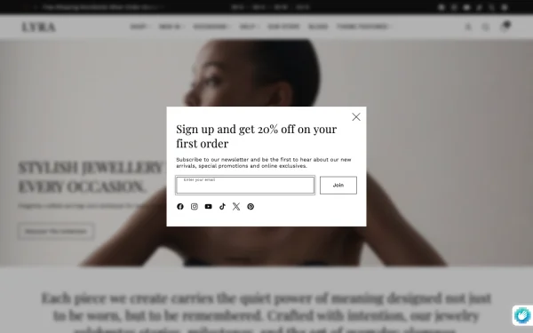 Full-page desktop screenshot of Shopify Lyra theme demo store