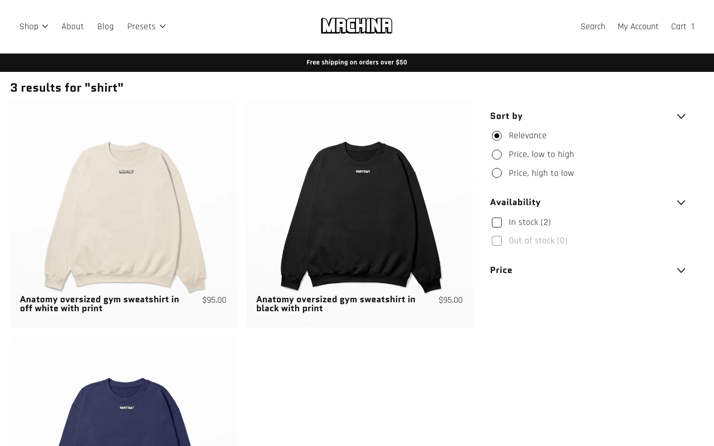Search → panel opened — Navi+ on the Machina Shopify theme Search → panel opened — Navi+ on the Machina Shopify theme
