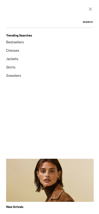Search → panel opened — Navi+ on the Madrid Shopify theme