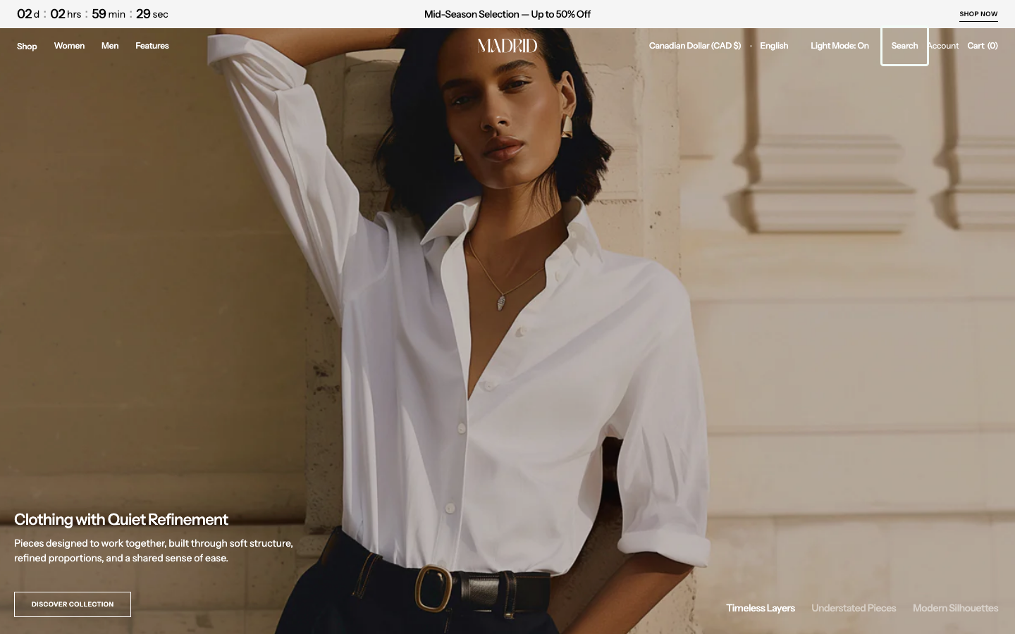 Search → panel opened — Navi+ on the Madrid Shopify theme