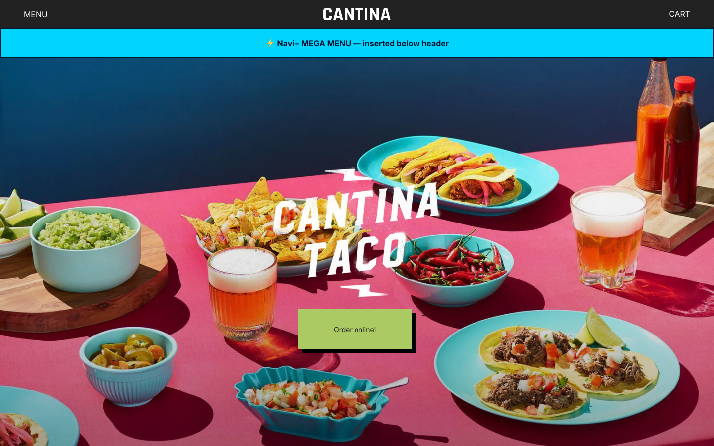 Menu inserted below header — Navi+ on the Maker Shopify theme Menu inserted below header — Navi+ on the Maker Shopify theme