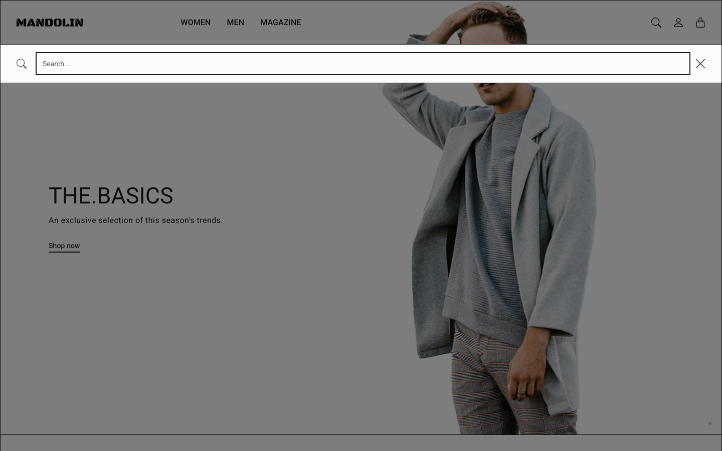 Search → panel opened — Navi+ on the Mandolin Shopify theme Search → panel opened — Navi+ on the Mandolin Shopify theme