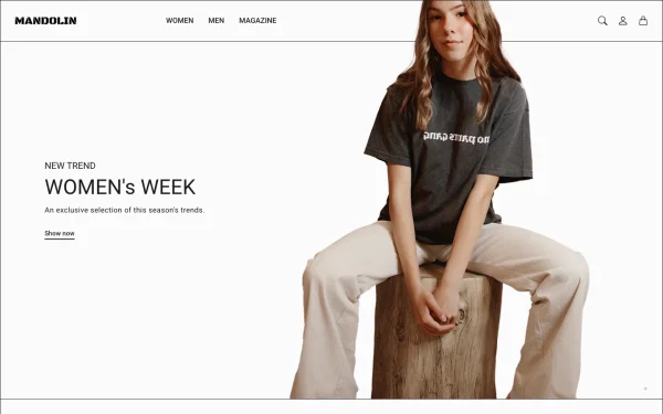 Full-page desktop screenshot of Shopify Mandolin theme demo store