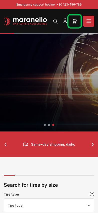 Cart → panel opened — Navi+ on the Maranello Shopify theme Cart → panel opened — Navi+ on the Maranello Shopify theme