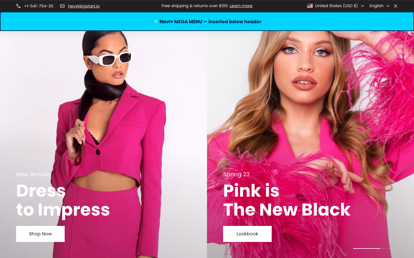 Menu inserted below header — Navi+ on the Marble Shopify theme Menu inserted below header — Navi+ on the Marble Shopify theme