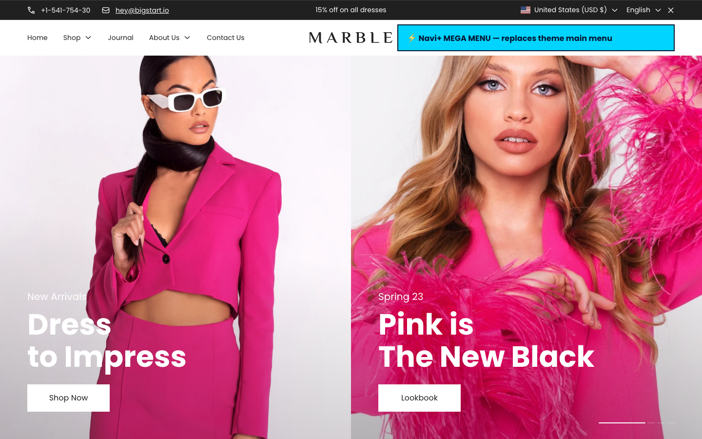Replace main menu — Navi+ on the Marble Shopify theme Replace main menu — Navi+ on the Marble Shopify theme