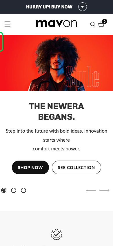 Hamburger → panel opened — Navi+ on the Mavon Shopify theme Hamburger → panel opened — Navi+ on the Mavon Shopify theme