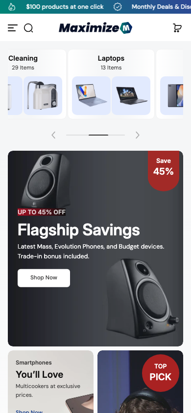 Cart → panel opened — Navi+ on the Maximize Shopify theme