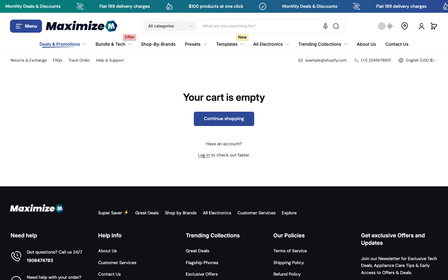 Cart → panel opened — Navi+ on the Maximize Shopify theme