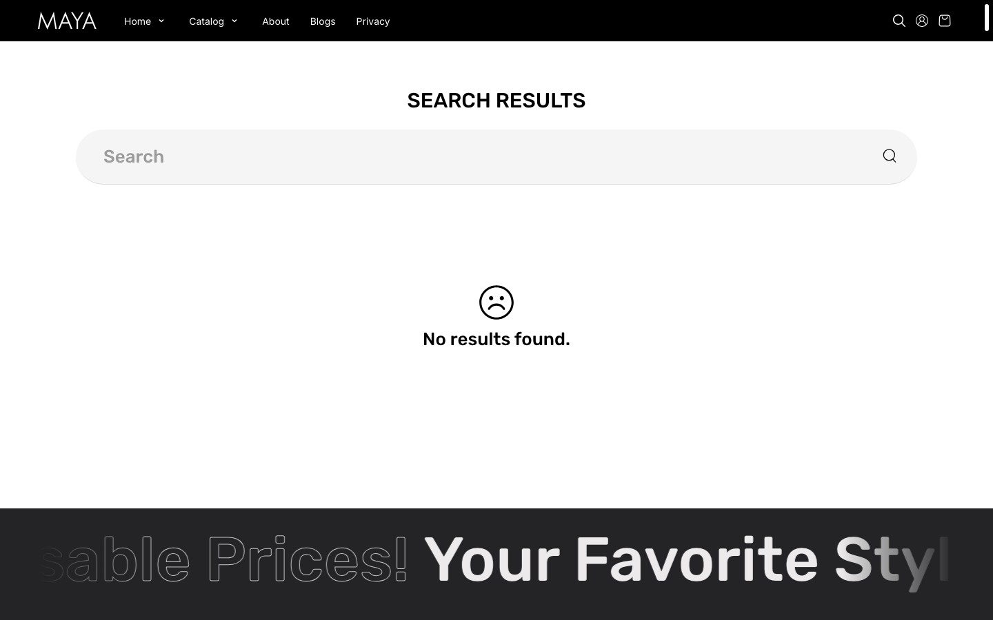Search → panel opened — Navi+ on the Maya Shopify theme Search → panel opened — Navi+ on the Maya Shopify theme