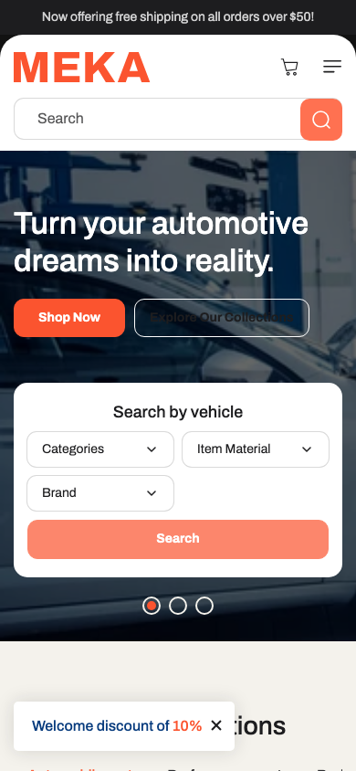 Search → panel opened — Navi+ on the Meka Shopify theme Search → panel opened — Navi+ on the Meka Shopify theme