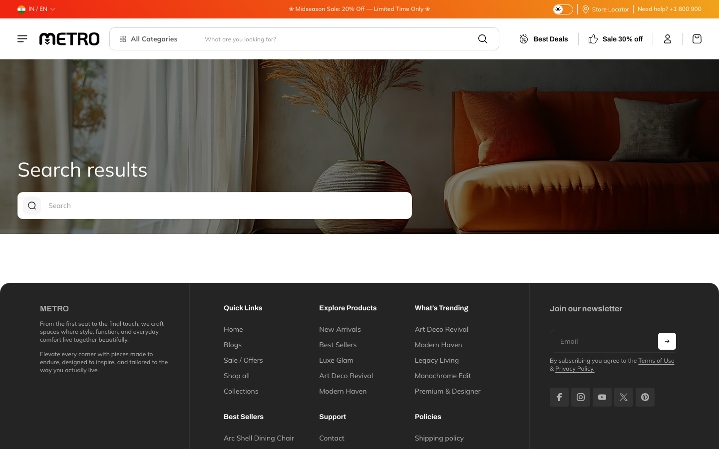 Search → panel opened — Navi+ on the Metro Shopify theme Search → panel opened — Navi+ on the Metro Shopify theme