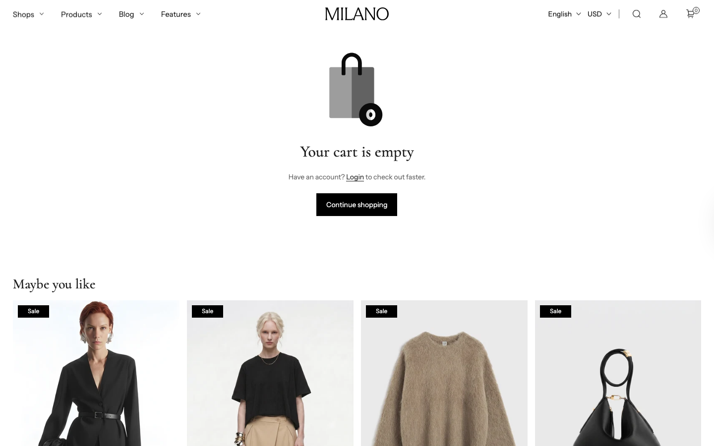 Cart → panel opened — Navi+ on the Milano Shopify theme Cart → panel opened — Navi+ on the Milano Shopify theme